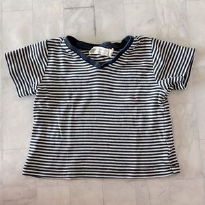 Monica + Andy Baby Boy’s Navy and White Striped V-neck Tee